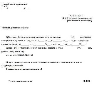 Этот образец создан для оформления запроса на возврат денежных средств.